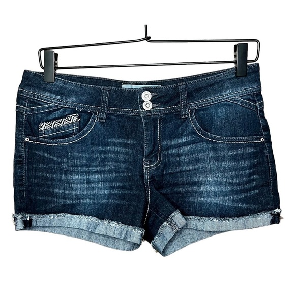 Jolt Denim Cuffed Dark Wash Shorts, Size 7 - Picture 2 of 5